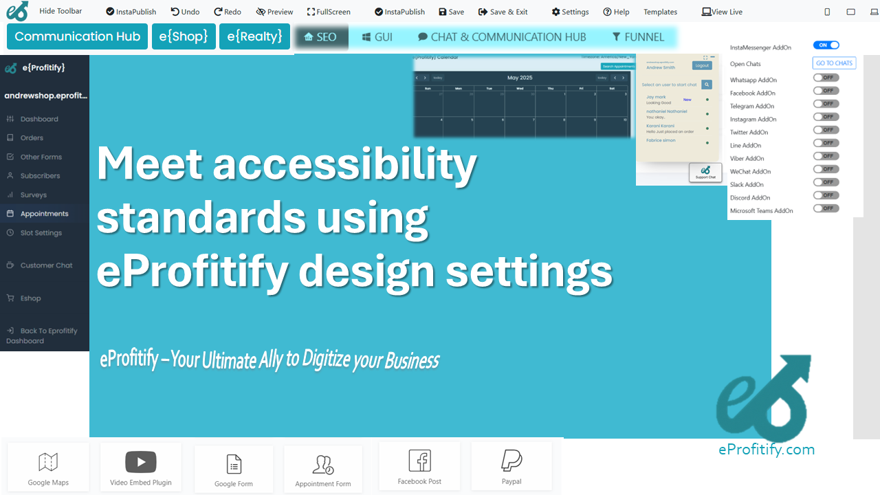 Meet accessibility standards using eProfitify design settings